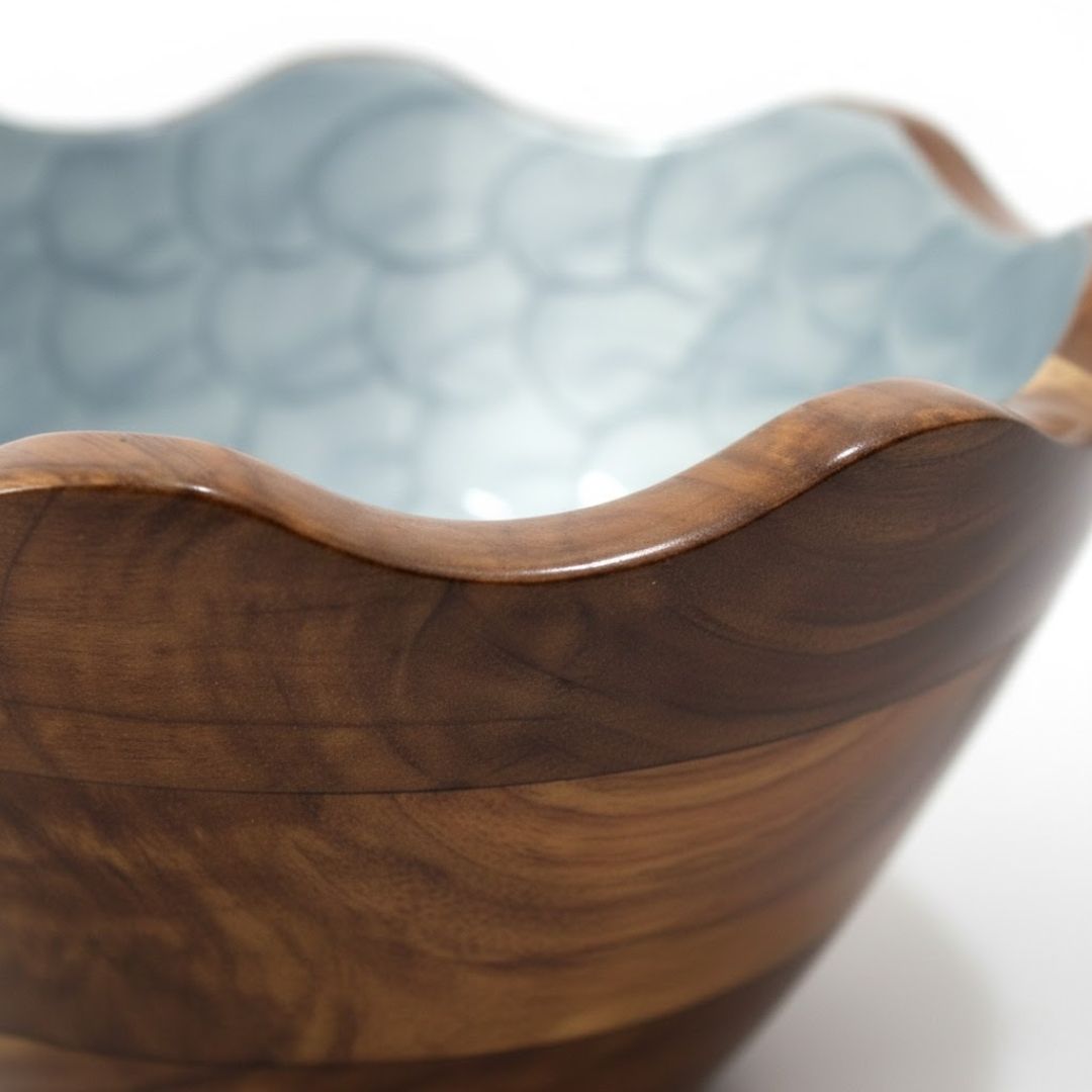 Enamel Wooden Bowl: Sustainable Dining Essential